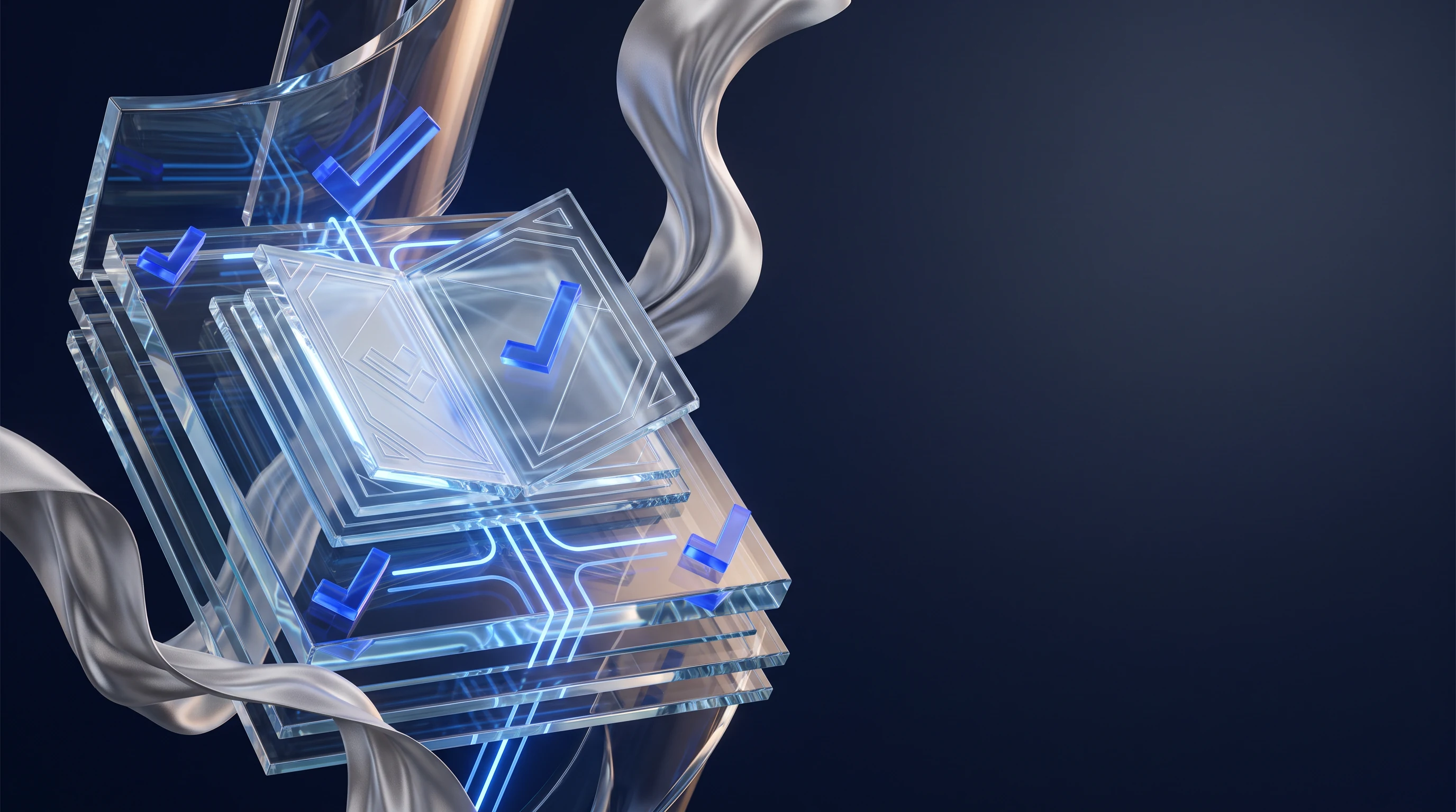 Glass exchange blocks representing total transparency
